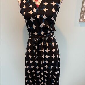 Leota Black and White Polka Dot Midi Dress